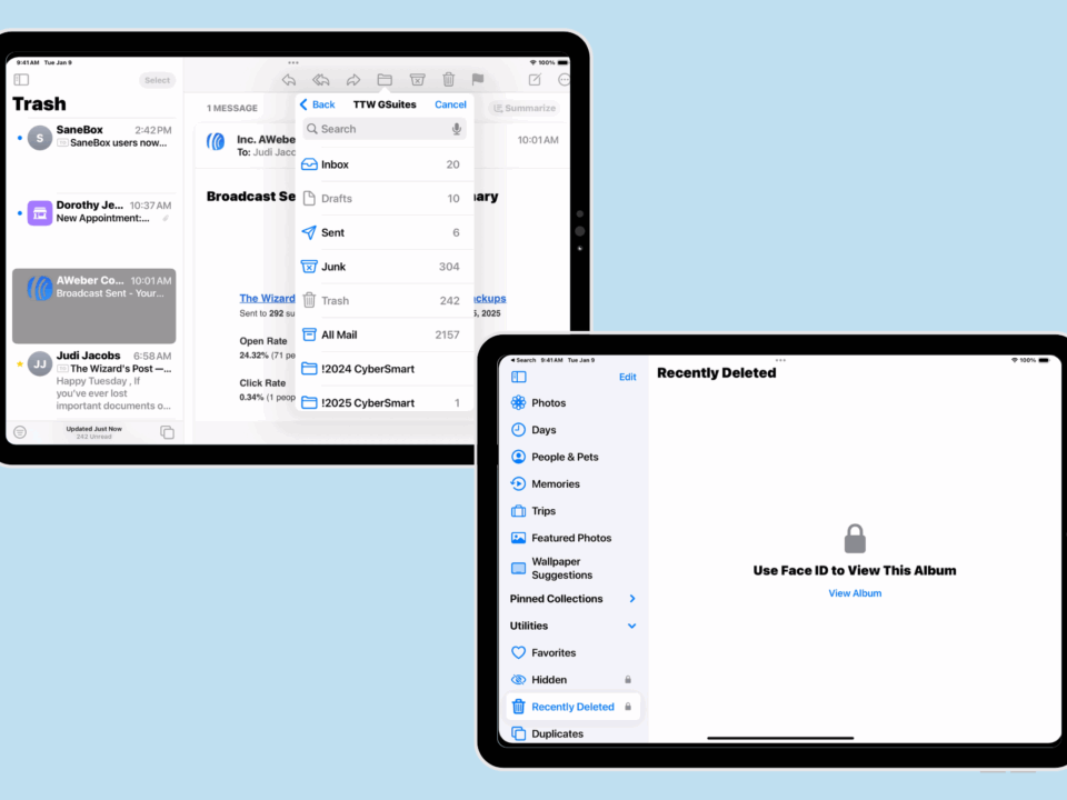 iPad Deleted Email and Photo Screenshots