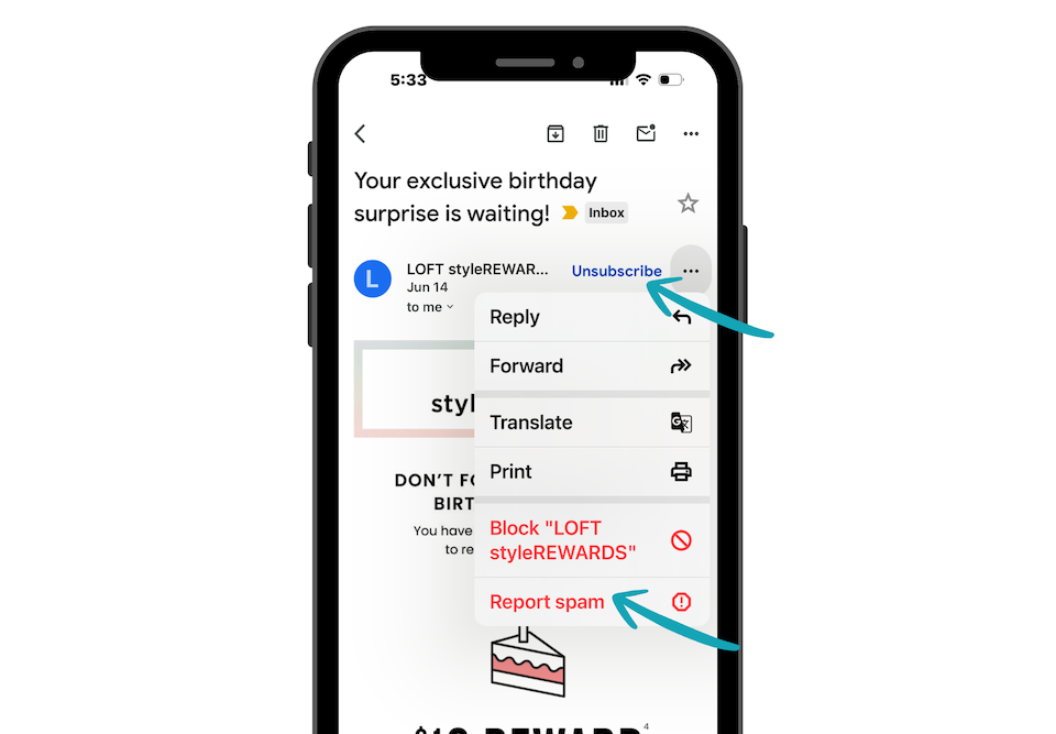 iPhone - Unwanted Email
