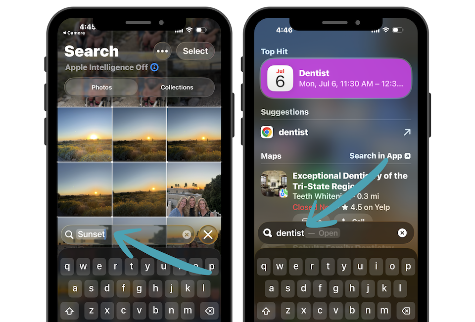 Search on an iPhone
