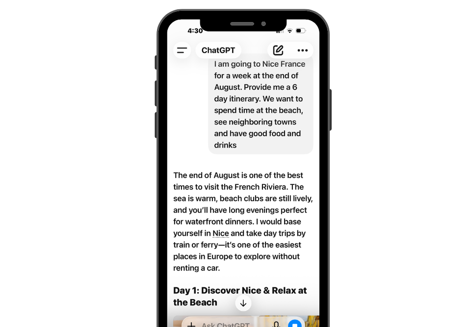 ChatGPT on iphone