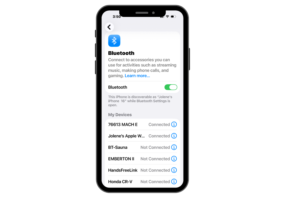iPhone Bluetooth Setting