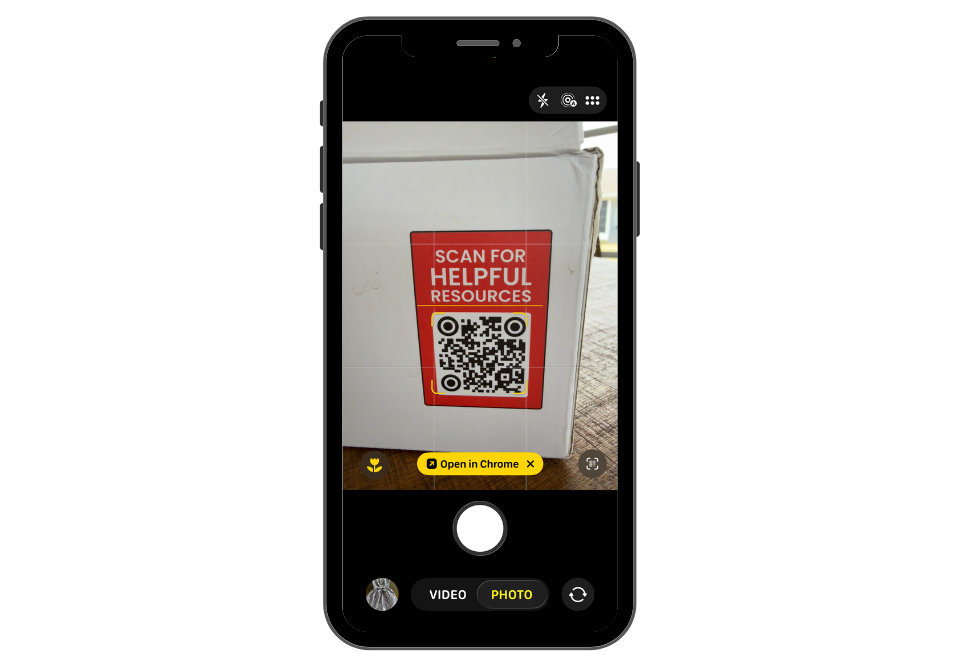 iPhone Camera with QR code
